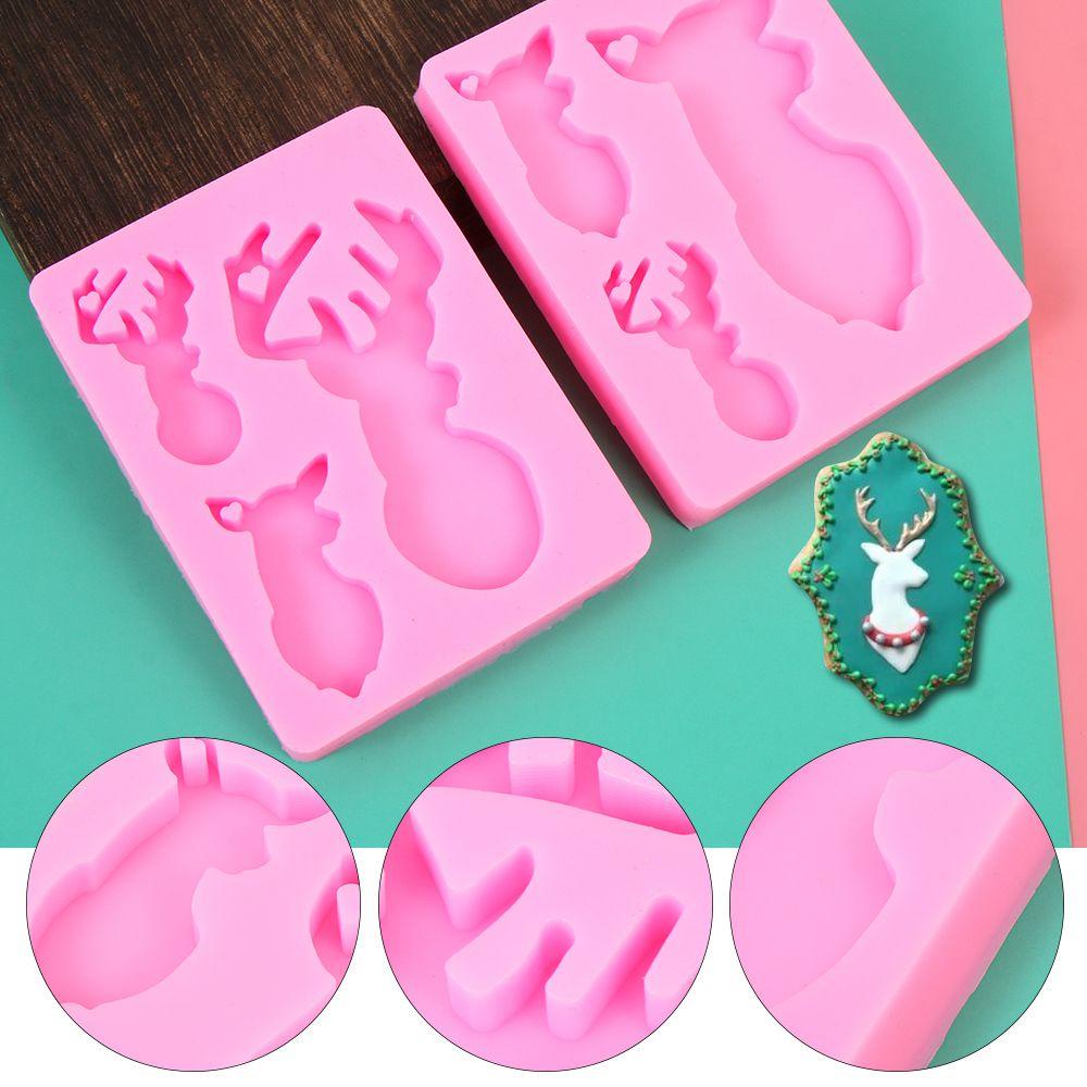 [Elegan] Cetakan Silikon Rusa Xmas Natal Liontin Liontin Resin Kerajinan Clay Molds Casting Mould