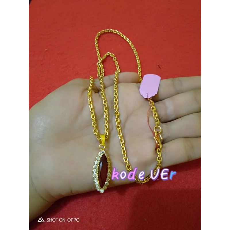 kalung nori plus liontin batu merah