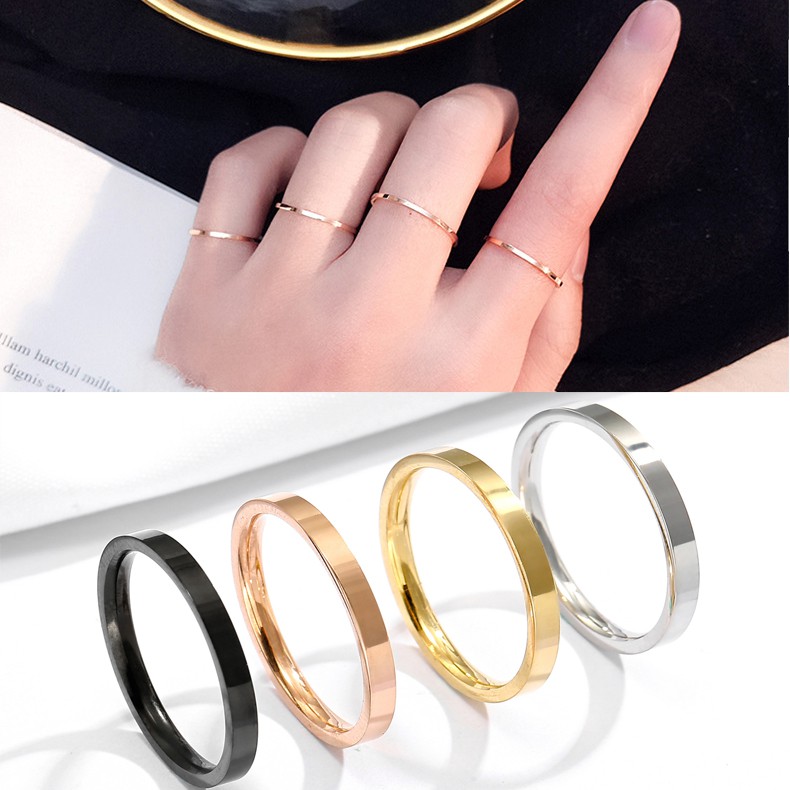 Cincin halus sederhana polos Cincin titanium sangat cincin anti karat Rose Gold Pecinta Lady