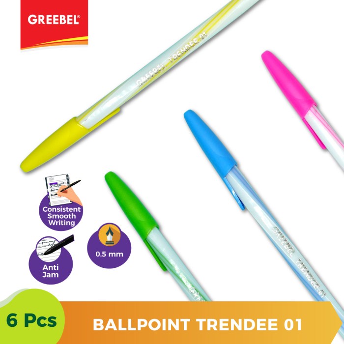 Ballpen Pulpen Greebel Ballpoint Trendee0.1 Black - 6pcs.