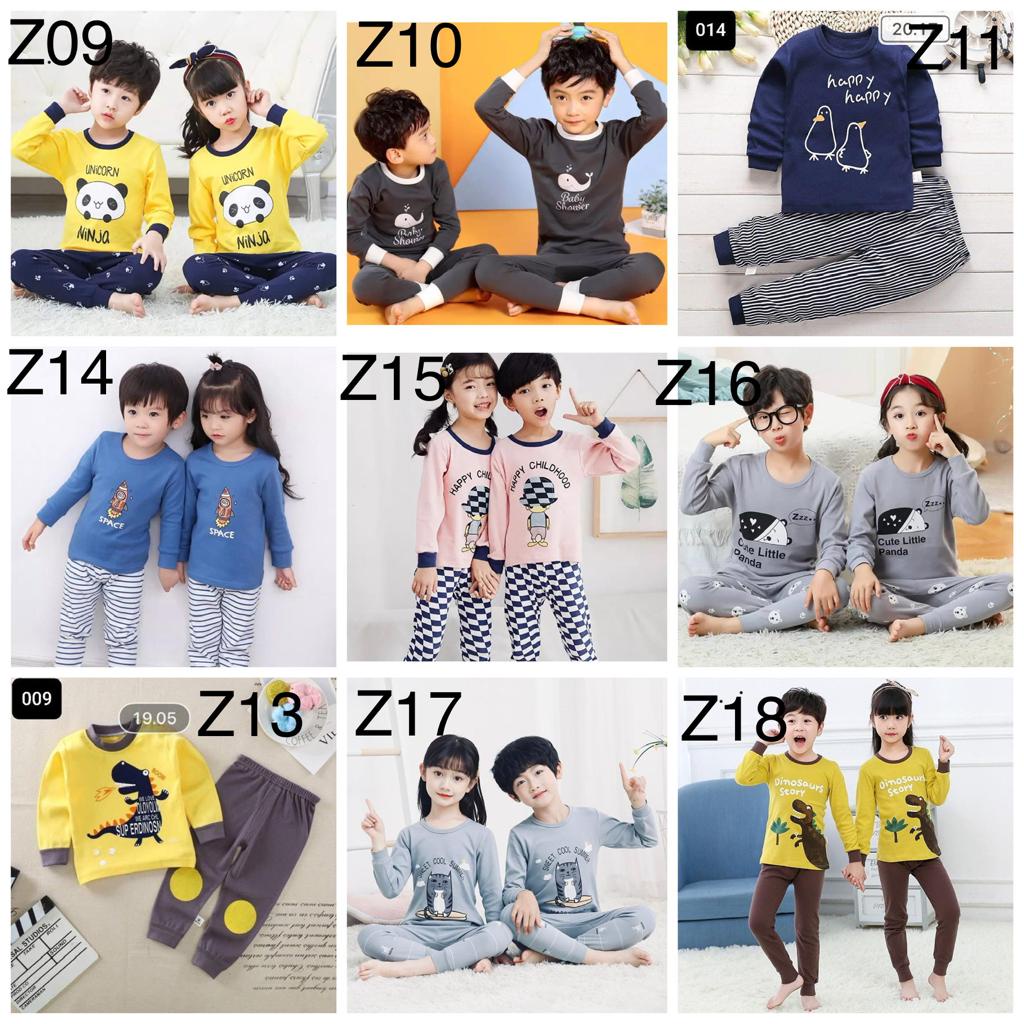 kiddiwear SETELAN ANAK 1-10 TAHUN PIJAMA ANAK BAJU ANAK BAJU PANJANG DAN CELANA PANJANG MODEL LZ9-12