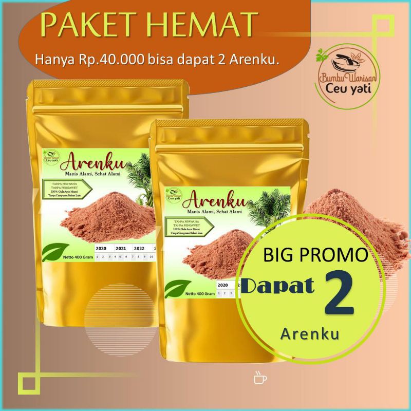 

BIG Promo dapat 2Arenku-gula semut aren-400gr-asli tanpa campuran-olahan petani indonesia-manisalami