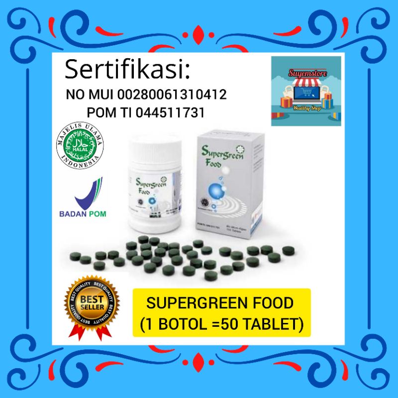 Jual Supergreen Food 50 Tablet Suplemen Spirulina Chlorella Obat Asam