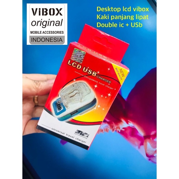 PROMO DT DESKTOP LCD ORIGINAL VIBOX / FLECO  KAKI LIPAT DOUBLE IC PLUS USB CHARGER POWER