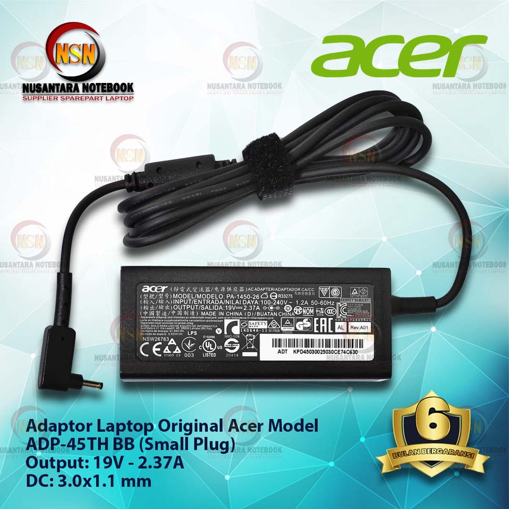 Adaptor Charger Laptop Acer ADP-45TH BB 19V-2.37A DC : 3.0 X 1.1mm Original