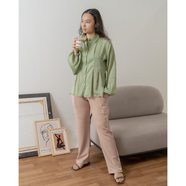 KANON - Brianna Shirt - Kemeja kantor silky lengan balon