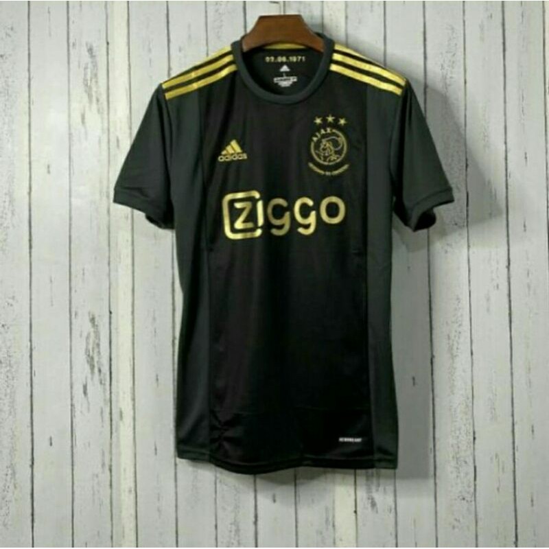 Jersey Kaos Baju Sepak Bola Ajax Amsterdam Away 3rd Third Hitam Black New Musim 2020 2021 Grade Ori
