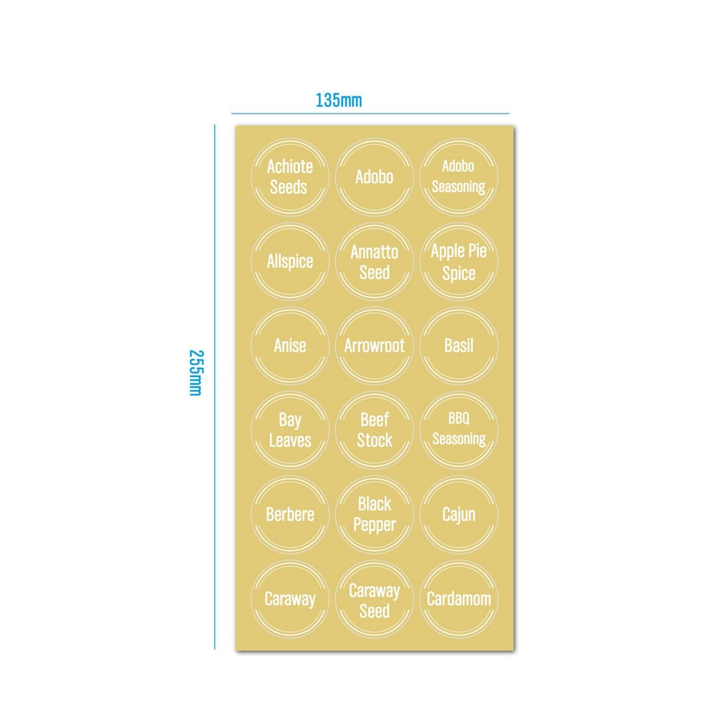 Populer 144PCS Stiker Toples Bumbu Papan Tulis Dapat Digunakan Kembali Decals Tahan Air Kotak Bumbu Tag