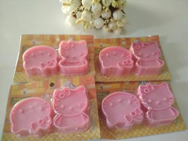 Paket dekorasi Cetakan Hello kitty cutter fondant embosser bento silmat alas adonan plunger