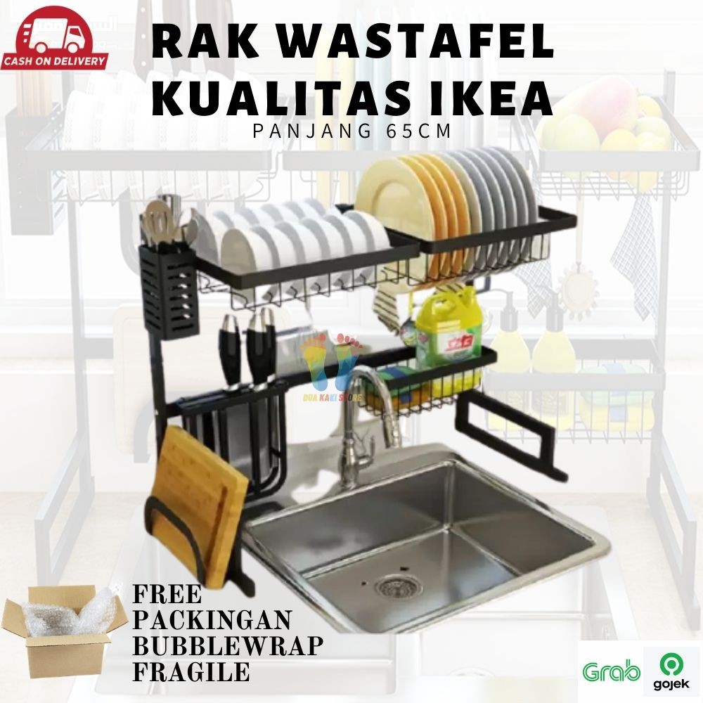 Rak wastafel cuci piring stainless tingkat kualitas ikea 65cm