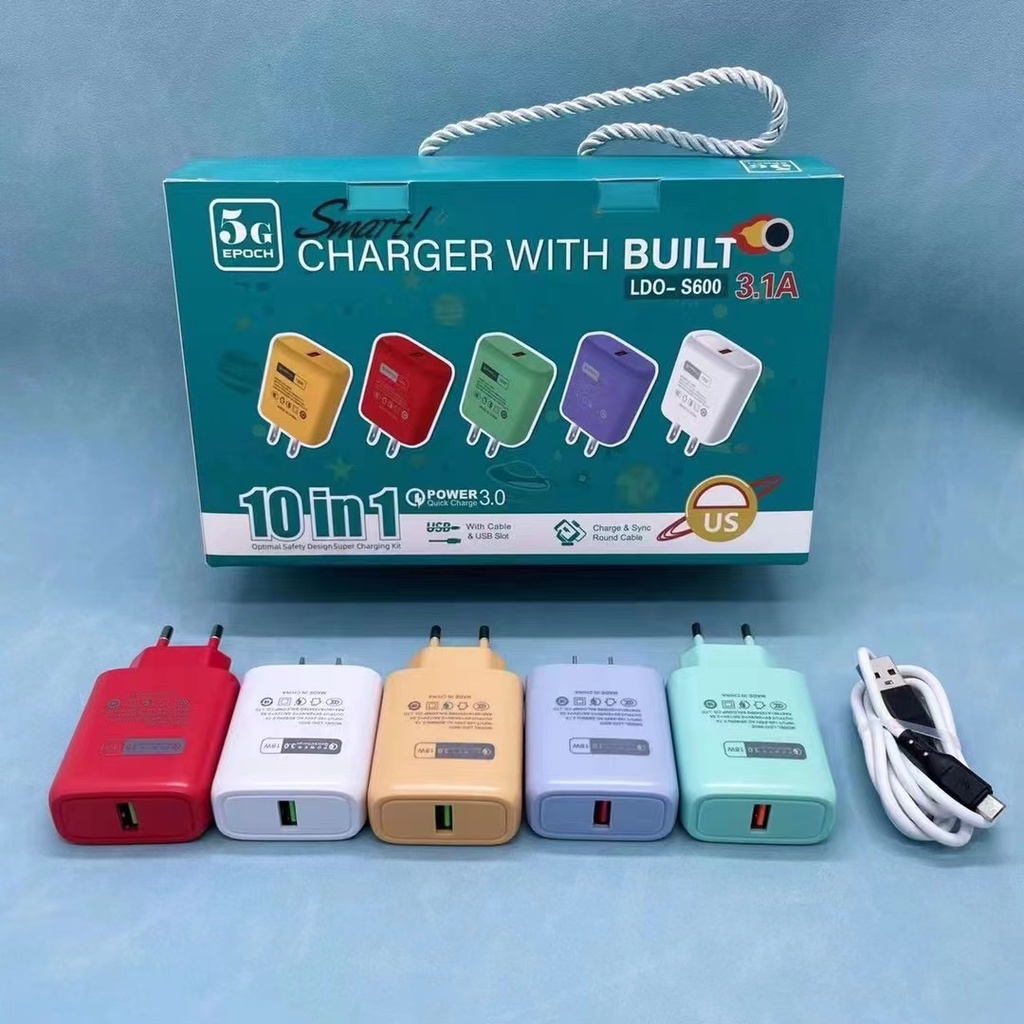 【CA002】Fxing Charger with Micro USB Cable Macaron 1 USB Premium Fast Charging 3.5 A TRAVEL CHARGER