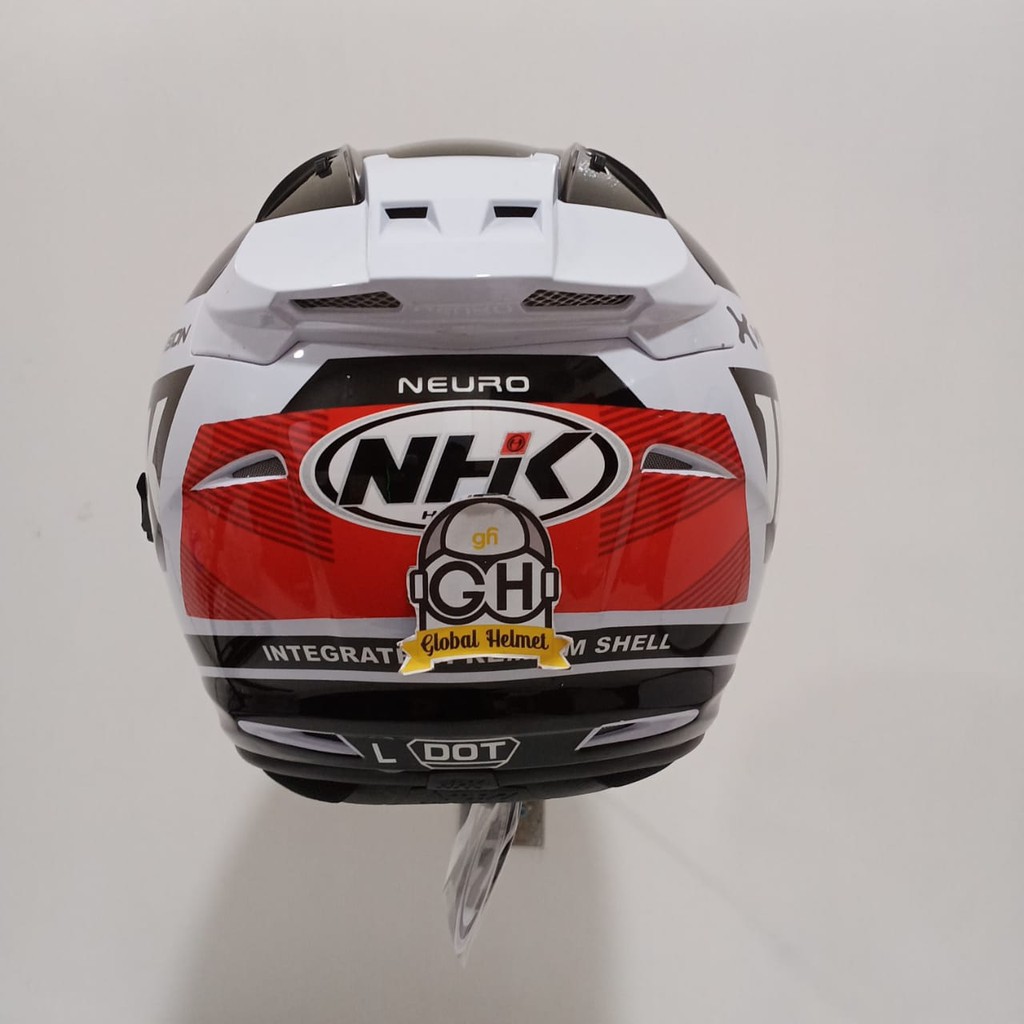 HELM HALF FACE NHK R1 NHK R-1 MOTIF NEURO WHITE RED DOUBLE VISOR