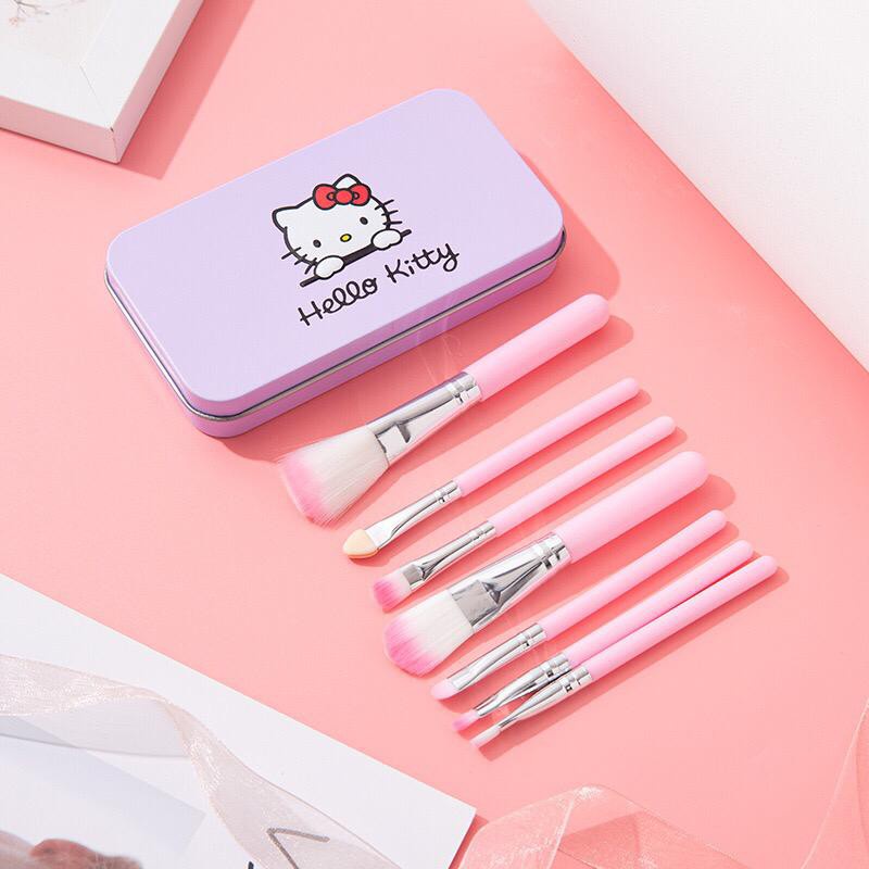 KUAS MAKE UP 7 IN 1 HELLO KITTY / MAKE UP TOOLS / BRUSH / SET KUAS MAKE UP | FADHILAH SHOP BJB