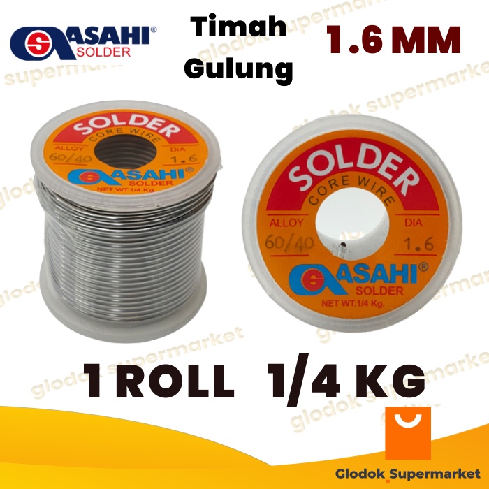 Timah Solder Asahi 1.6mm 1/4kg Timah Gulung 1.6 mm 1/4 kg Grade 60/40 Alloy 250gr