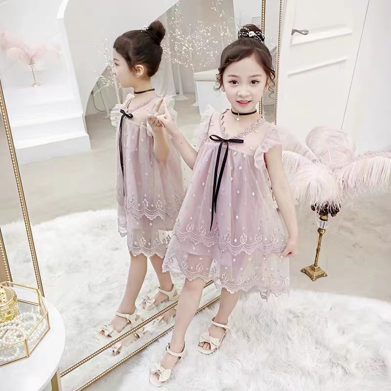 [KIDSWONDERLAND] 1011 Dress Angel Anak Perempuan Gaun Korean Style Impor Renda Bordir