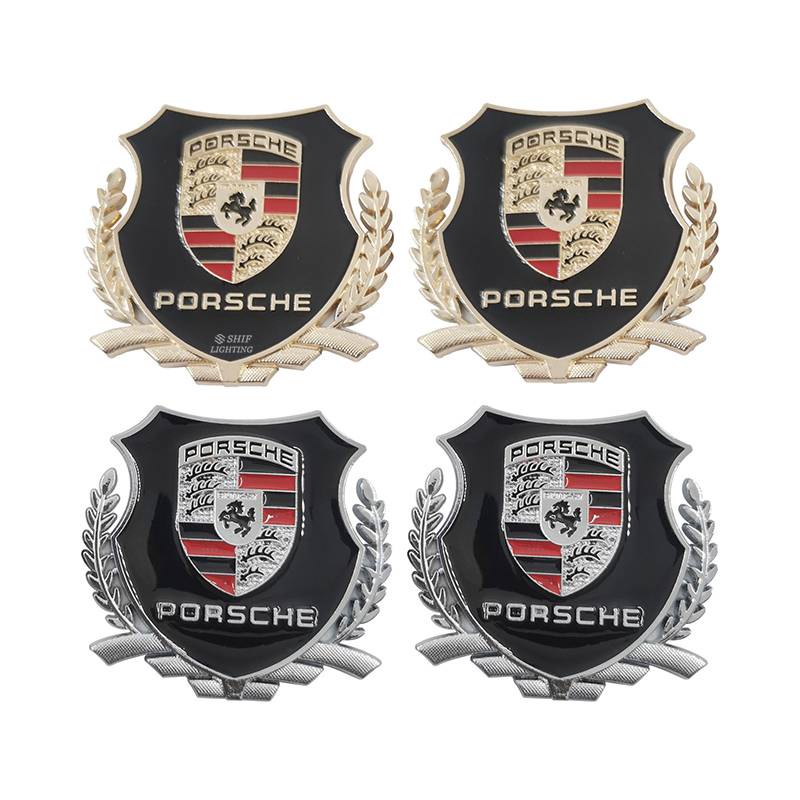 2 X Metal PORSCHE MOTORS Logo Car Auto Side Window Decorative Emblem Badge Sticker Decal For PORSCHE