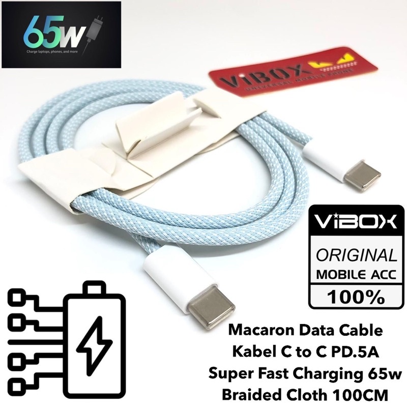 KABEL DATA MACARON 100CM KABEL C TO C PD.5A SUPER FASTCHARGING 65W