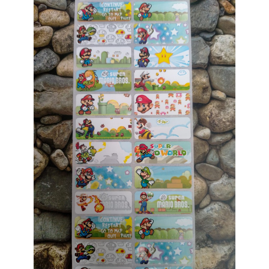 

STIKER NAMA STICKER LABEL NAME WATERPROOF ANTI AIR SUPERMARIO BROSS