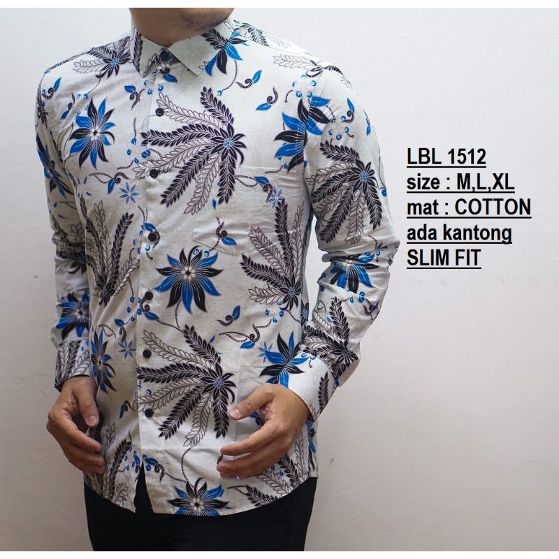 LBL 1512 HEM KEMEJA BATIK PRIA SLIM FIT LENGAN PANJANG LUIGI BATANI