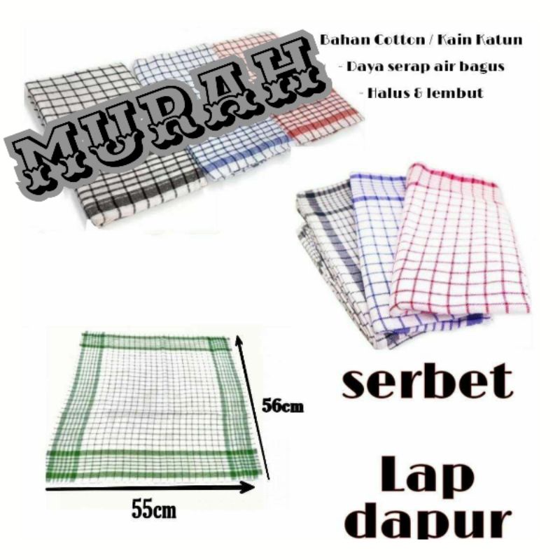 serbet murah/serbet dapur/lap serbaguna perlengkapan dapur1 lusin/12 pcs