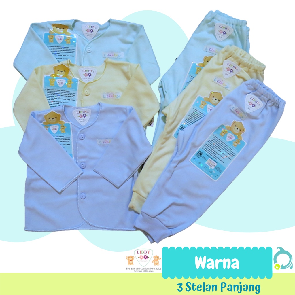 LIBBY (Warna) Perlengkapan Baju Bayi Baru Lahir / Newborn , Paket Bayi Murah  Size 0-3 &amp; Size 3-6