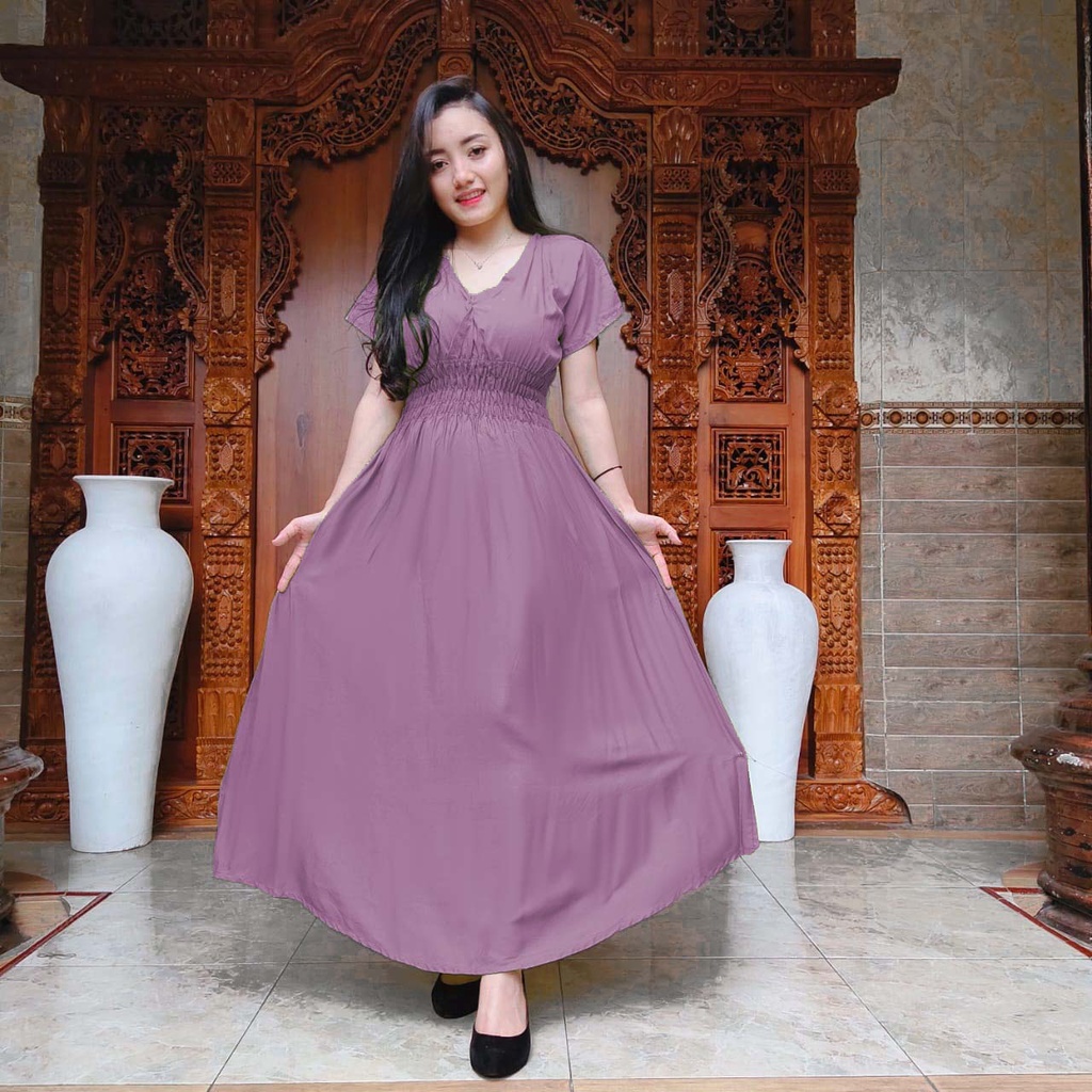 DASTER MOZA PRINT | BALI LONGDRESS-MOZA POLOS DARKPLUM