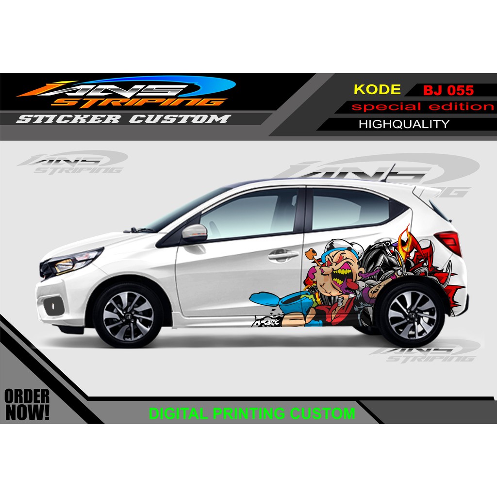 DECAL STIKER MOBIL BRIO POPAY/ STIKER KARTOON UNTUK MOBIL BRIO , JAZZ , AGYA DLL