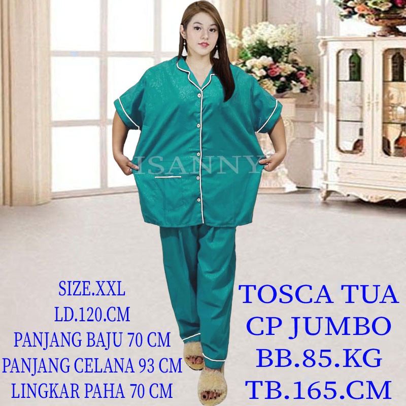 ISANNY PIYAMA SET JUMBO SIZE.XXL/SATEN EMBOS JUMBO CP/PYAMA DEWASA/READY 20 WARNA