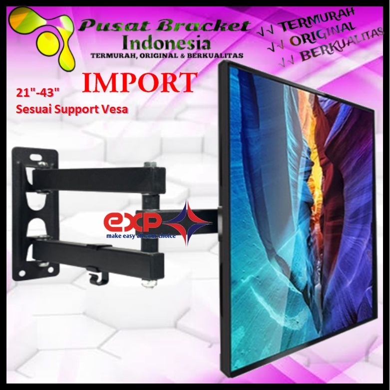 Bracket TV COOCAA 14 s/d 43 inch 6 ARAH FULL BESI SUPER KOKOH GARANSI 100% ORI