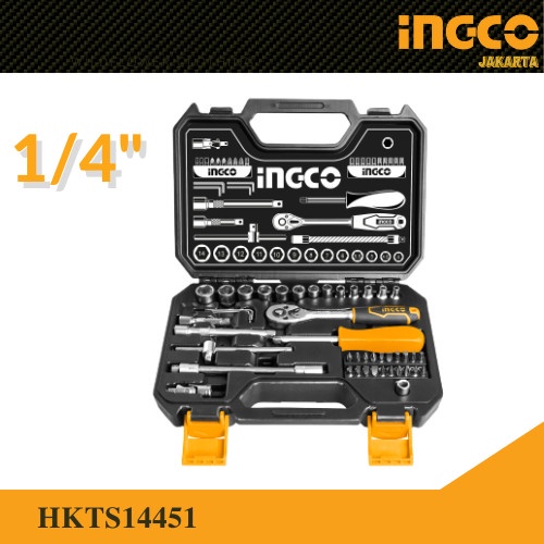 Kunci Shock Set 45Pcs 1/4&quot; Socket Set INGCO HKTS14451 Sok Sock Soket