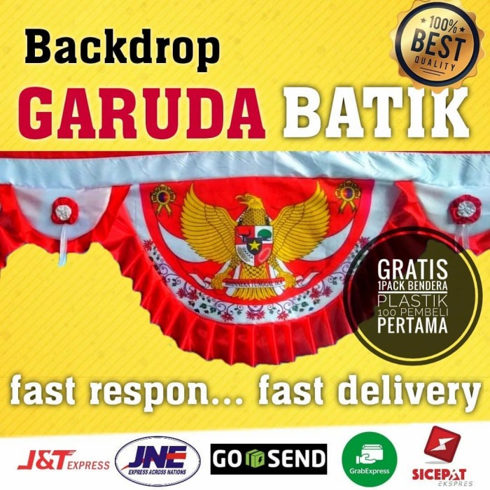 bendera merah putih background bendera garuda 5 gelombang - rumbai merah