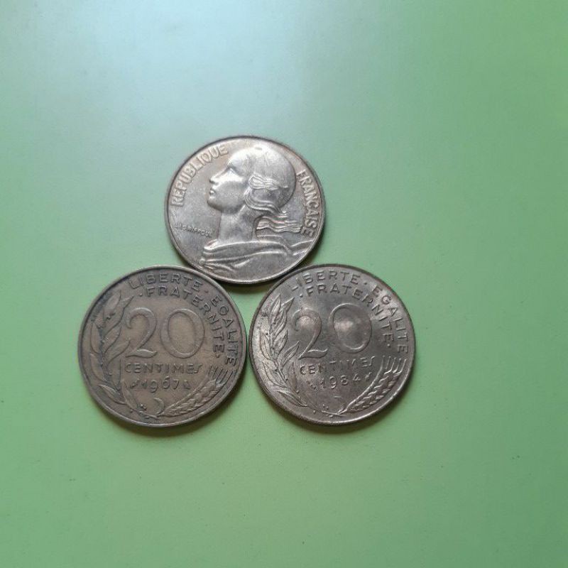 uang koin kuno koleksi langka 20 centimes