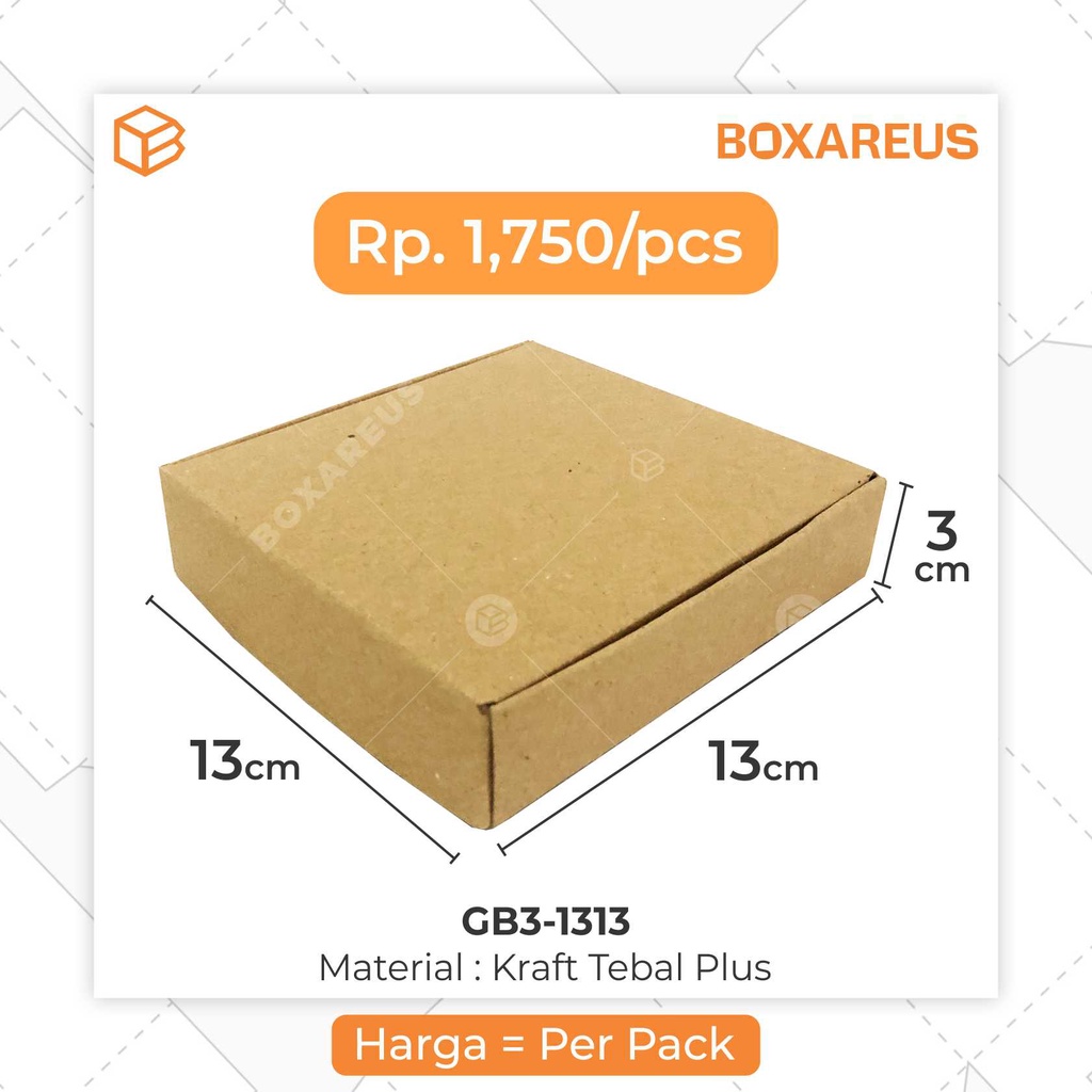 Gift Box Kotak Packing Packaging Souvenir Brown 13x13x3cm | GB3