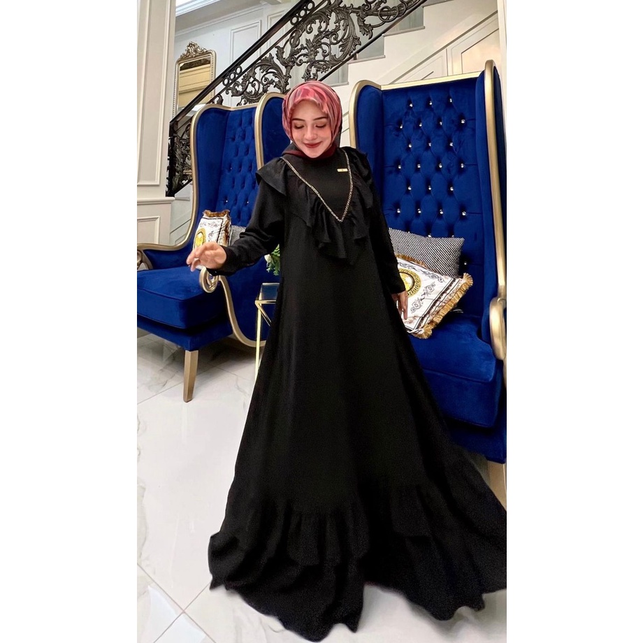 DRESS SAUKIA CRINGKEL by elyarsy original dress syari baju lebaran terbaru muslim busana muslimah wanita modern busui bumil