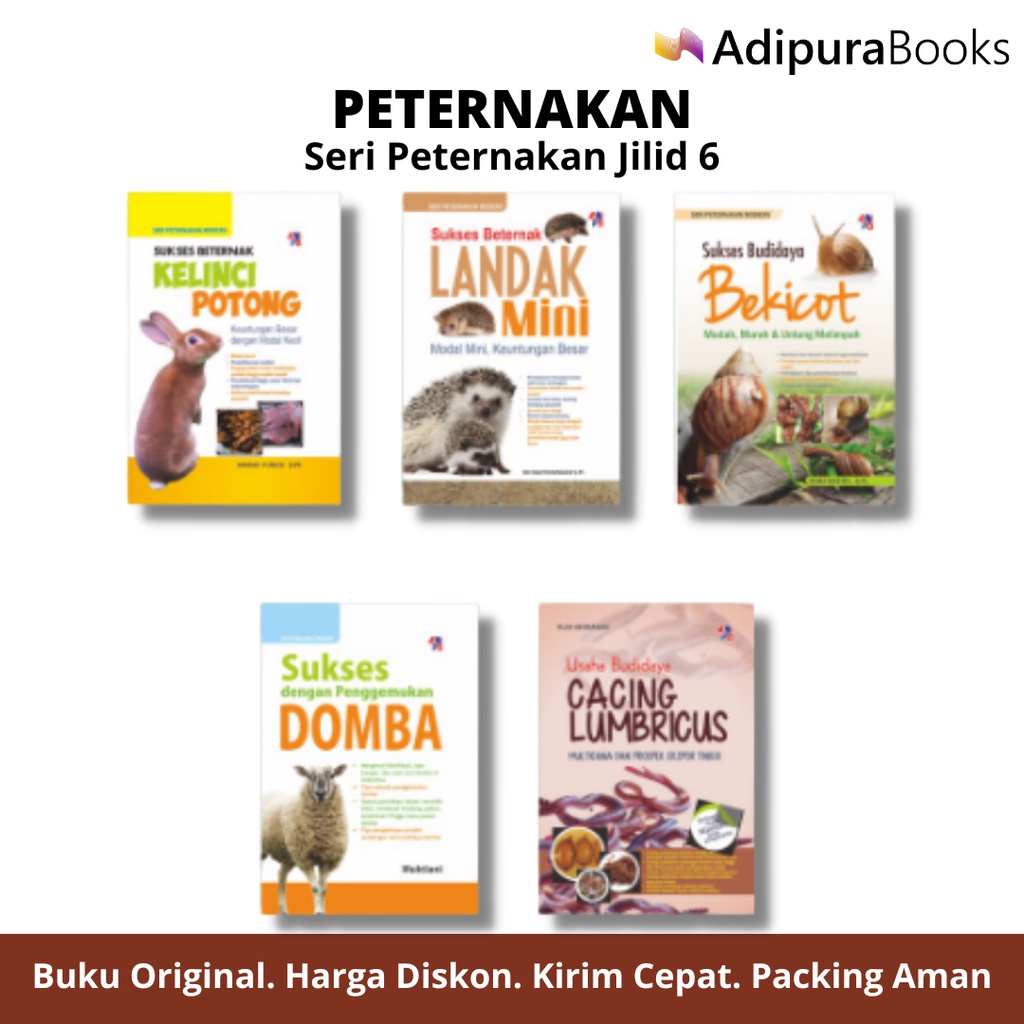 Buku Seri Peternakan Jilid 6 Kelinci Potong - Landak Mini - Bekicot - Domba - Cacing Lumbricus