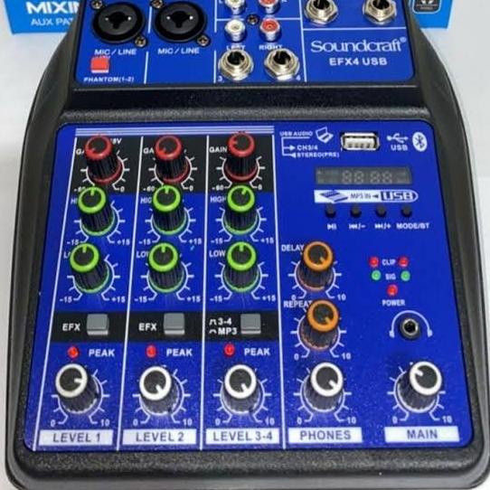 MIXER AUDIO SOUNDCRAFT EFX 4 EFX4 USB BLUETOOTH 4 CHANNEL