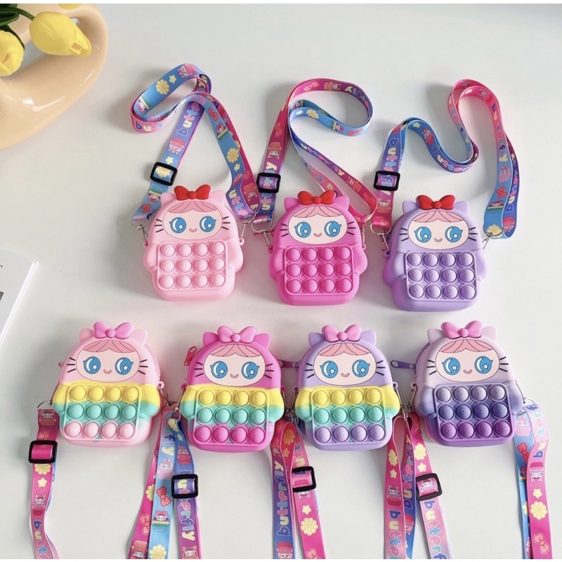 Tas Selempang Anak Perempuan Jelly Pop It Import