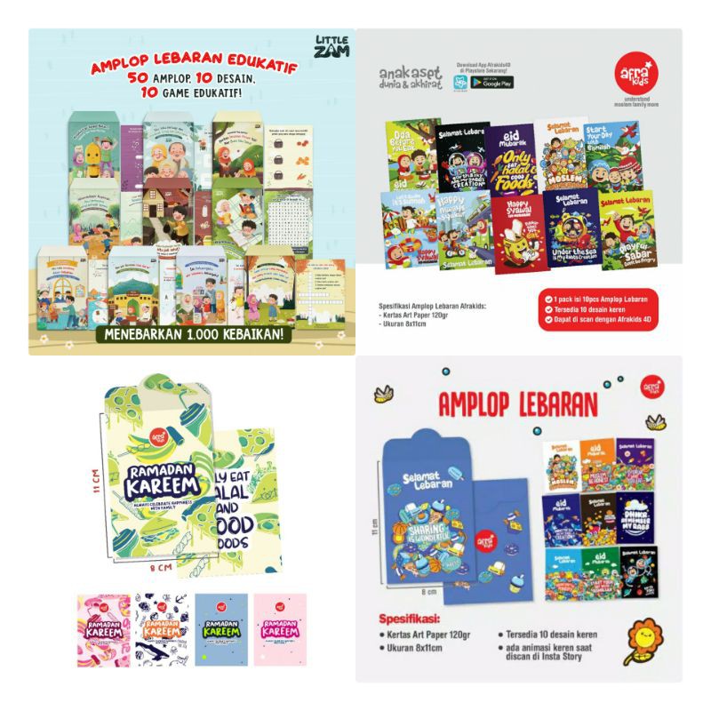 

Amplop Afrakids - Amplop Lebaran |Harga 1.000/lembar | 10 lembar sudah harga GROSIR | Kertas Tebal Full Color