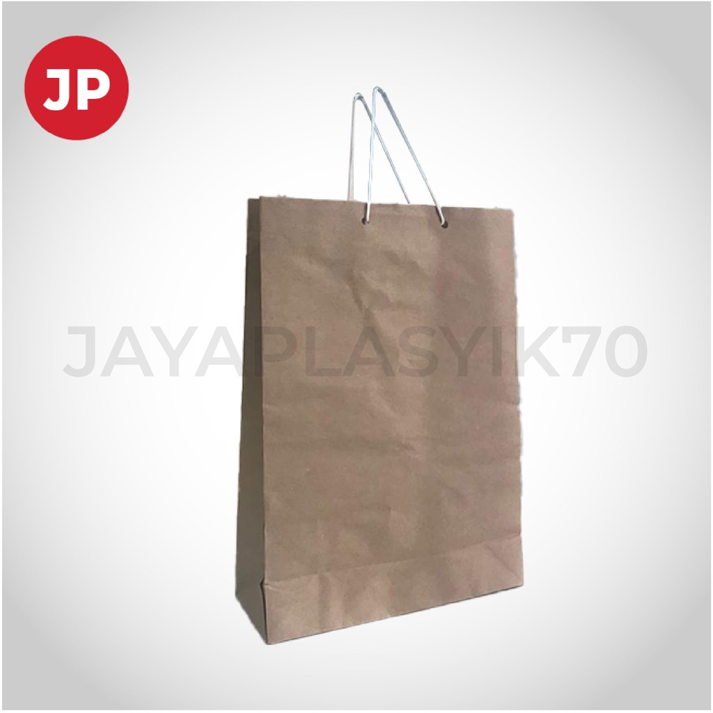 PAPER BAG COKLAT / Tas kertas Buah / Polos / Folio/ Uk 34/25 x35cm Harga perpack isi 12 pcs