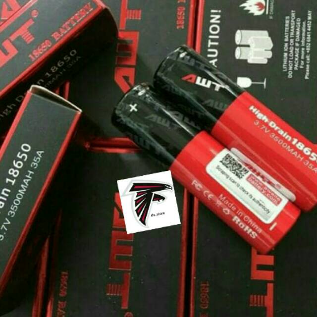 Baterai AWT 18650 Merah hitam 2600 mAh o