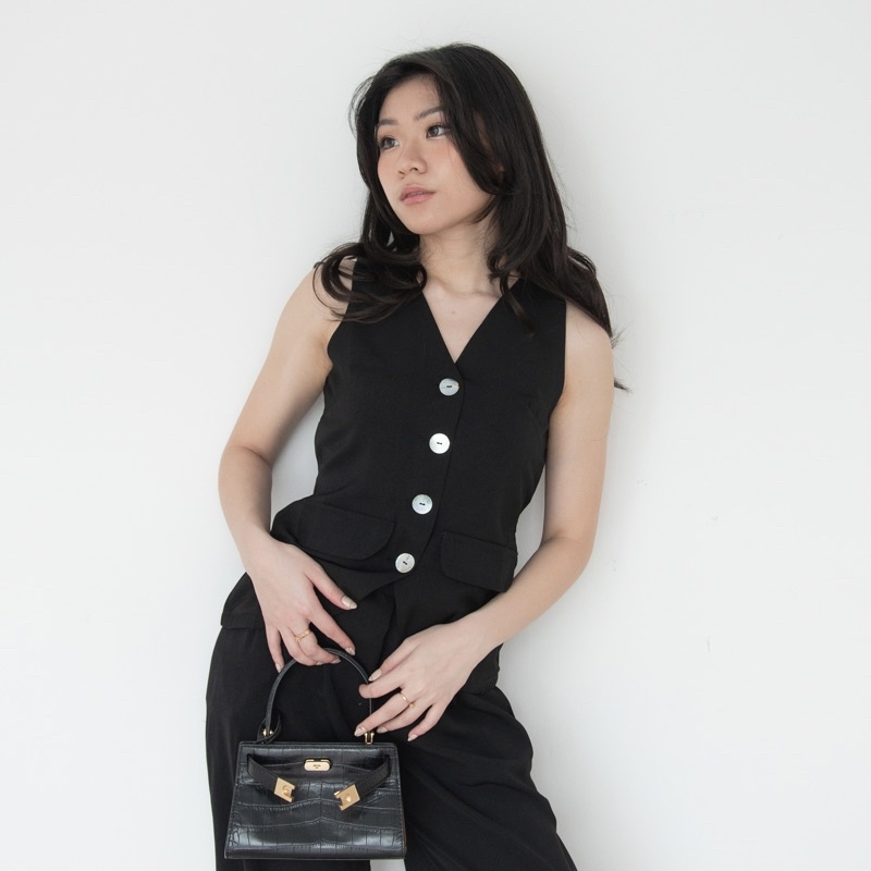 eleanore vest set (dijual terpisah)-black VEST