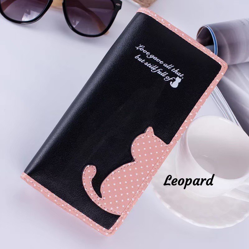 Dompet kucing polkadot size panjang / dompet panjang wanita / dompet lucu / Dompet cat