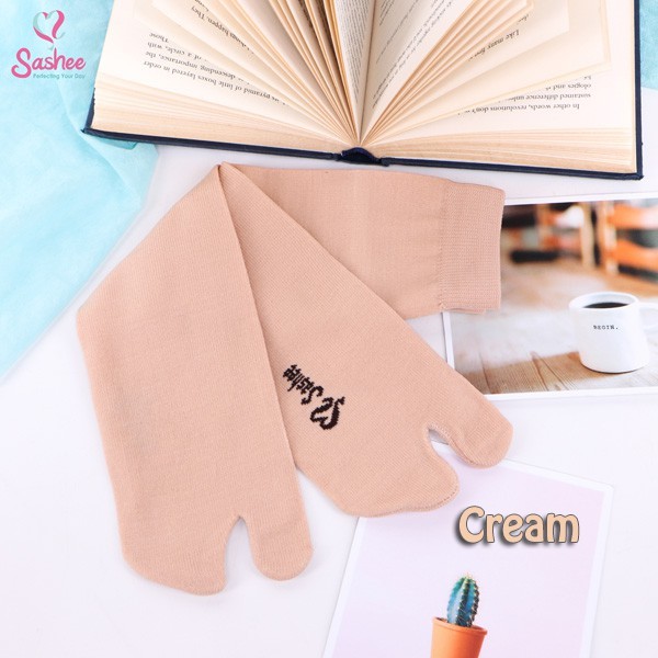 Kaos Kaki Wanita Jempol Dewasa Panjang Warna Polos Muslimah Sashee Original Sepasang All Size-Cream