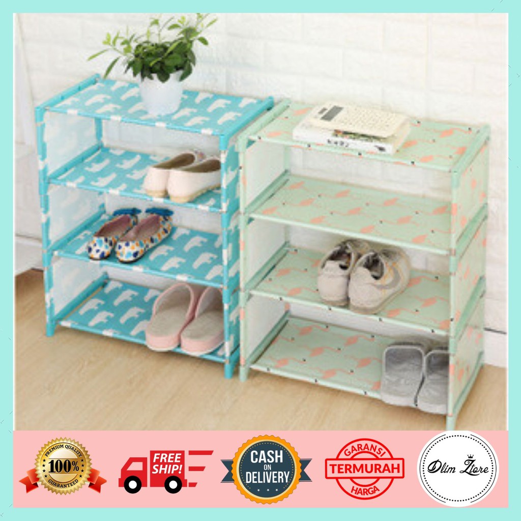 Dz Rt04 Rak Sepatu Susun 4 Tingkat Praktis Portable Shoes Rack Shopee Indonesia