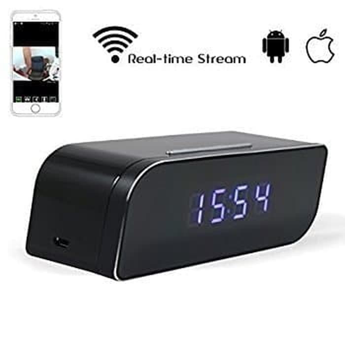 Spy Camera Desk Clock 720P HD Wifi Night Vision Kamera Pengintai