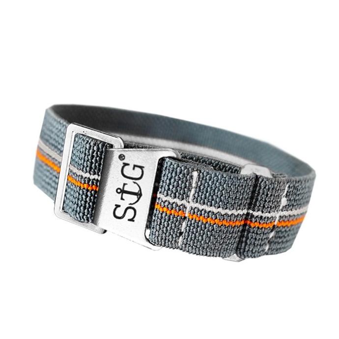 Strapguy Mn Style 20Mm Grey W/ White & Orange Stripes Terbaru