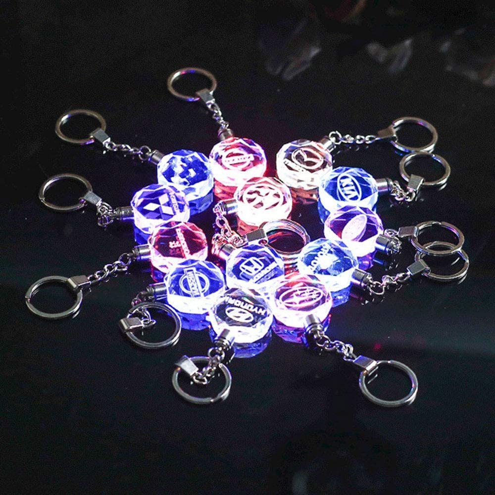 Gantungan Kunci Mobil Multicolor LED Car Key Chain Lampu Logo Toyota, Mitsubishi, Honda, BMW, MAzda