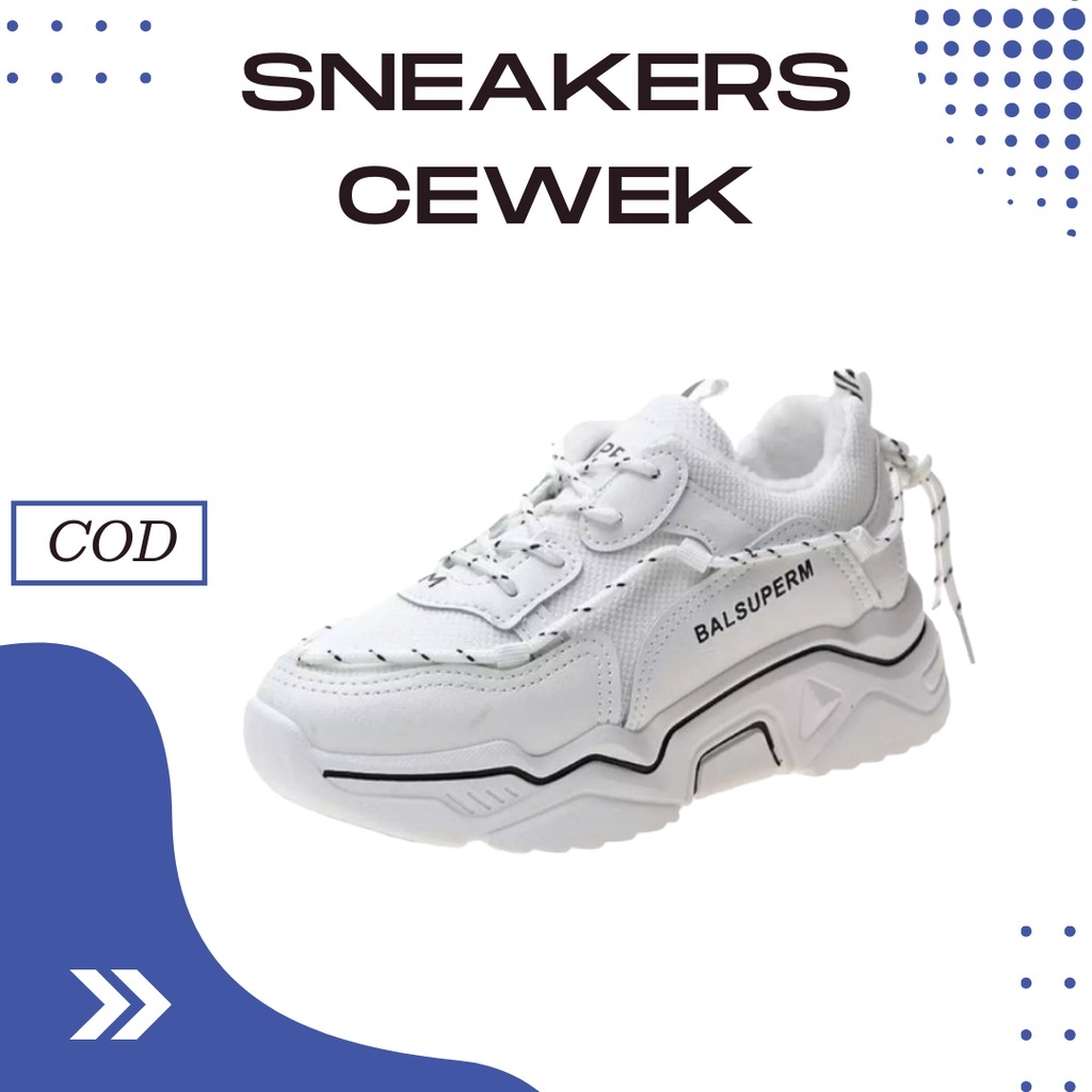 Sepatu Sneakers Cewek Sneaker Casual Wanita Perempuan Cewek Kasual Korea Kekinian Murah Terbaru 2021