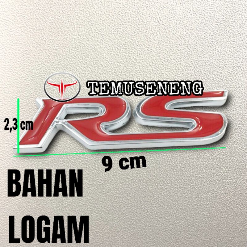 Logo Emblem Rs 3D Merah Mobil Honda Bahan Logam Besi Chrome Civic Jazz City Mobilio