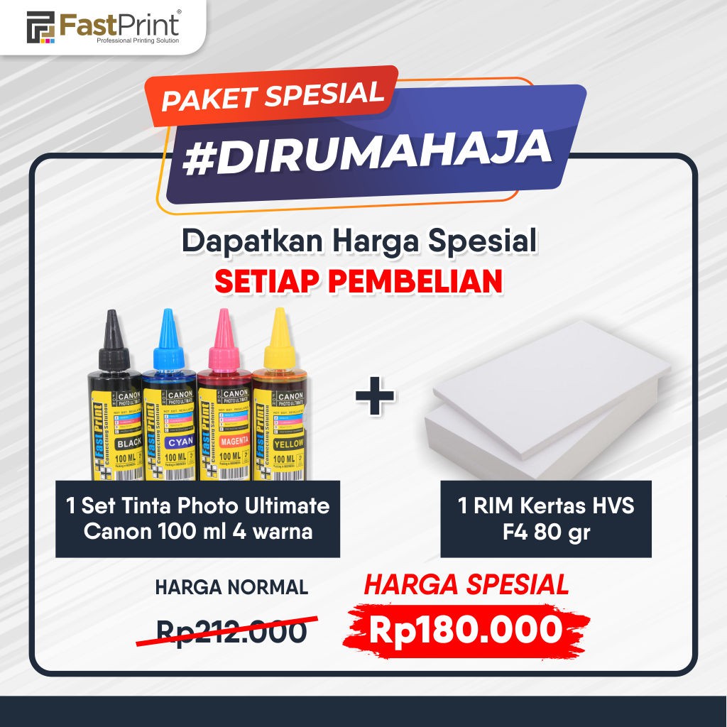 PROMO Spesial Tinta Photo Ultimate Canon 1 Set 4 Warna 100 ML Plus HVS F4